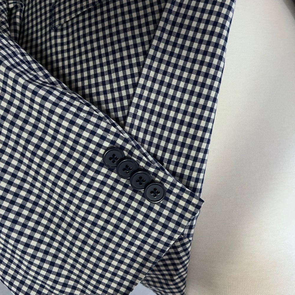 Kroon Sport Coat Mens 44R Navy Gingham Check Wool Blend Bono Blazer Stretch - Picture 15 of 16